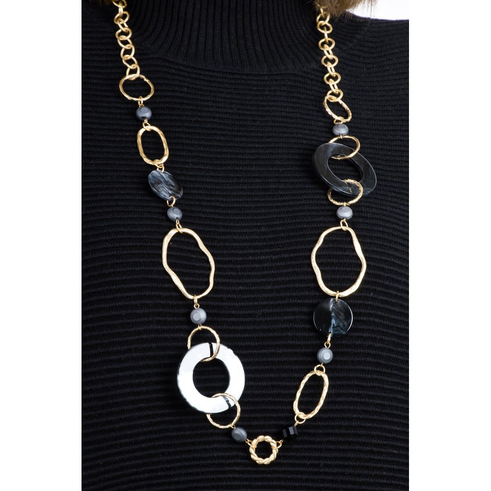 Eliza Gracious Rectangle Faceted Bead Chain Necklace in Bronze/Gold main image 1