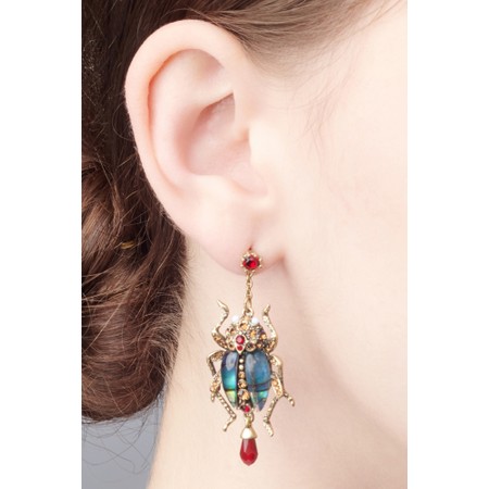 Bill Skinner Bejewelled Beetle Bug Statement Earrings - Multicoloured