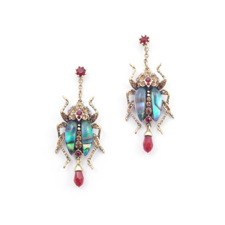 Bill Skinner Bejewelled Beetle Bug Statement Earrings - Multicoloured