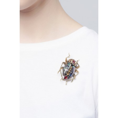 Bill Skinner Bejewelled Beetle Bug Brooch - Multicoloured