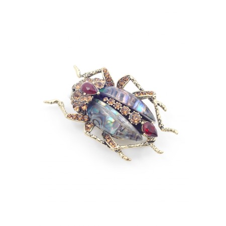 Bill Skinner Bejewelled Beetle Bug Brooch - Multicoloured