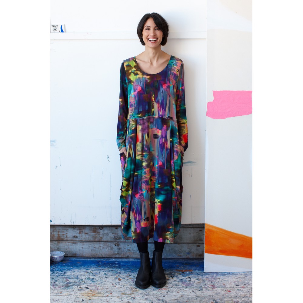 Sahara Brushstroke Print Bubble Dress 