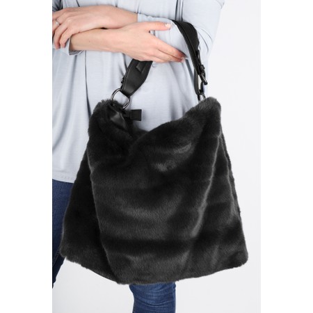 Gemini Label Bags Hebe Black Faux Fur Tote Bag - Black
