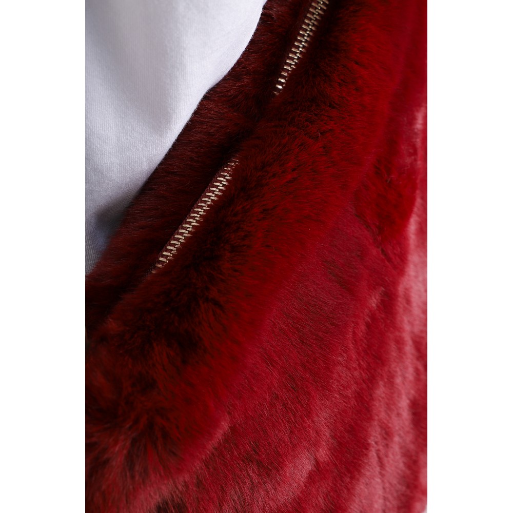 Gemini Label Bags Talia Faux Fur Cross Body Bag in Dark Red