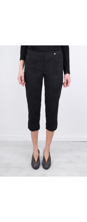 Robell Marie 07 Black Jacquard Crop Trouser in Black