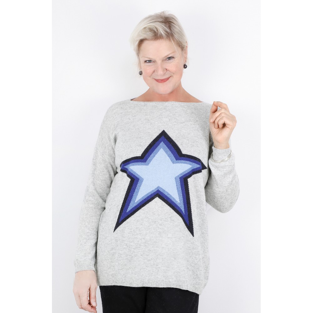 Luella Stella Nova Cashmere Blend Jumper in Silver Grey
