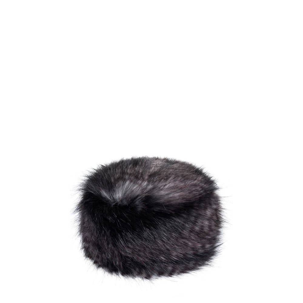 Helen Moore Pillbox Faux Fur Hat Black Quail