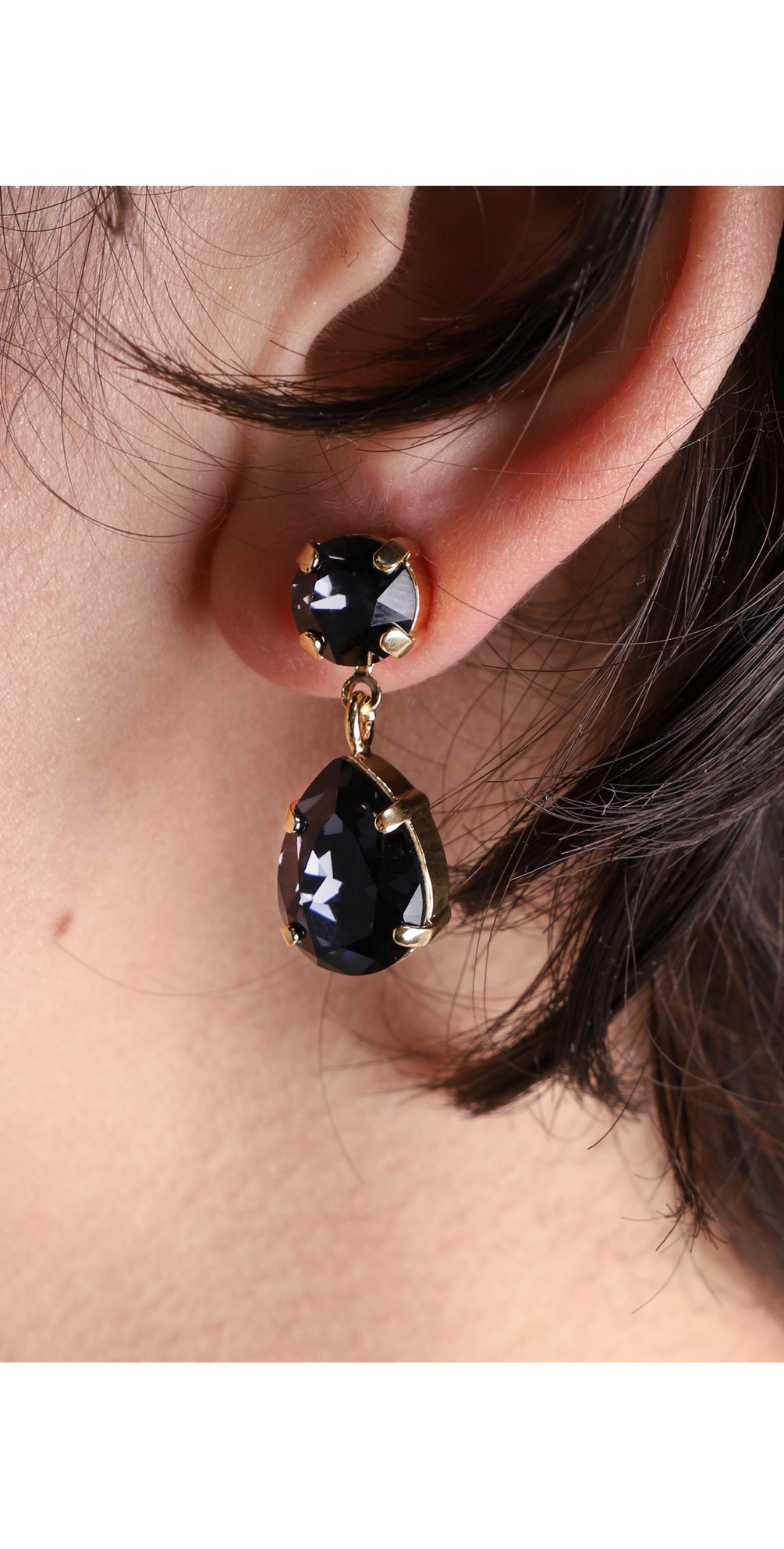 Caroline Svedbom Mini Drop Earring in Graphite / Gold