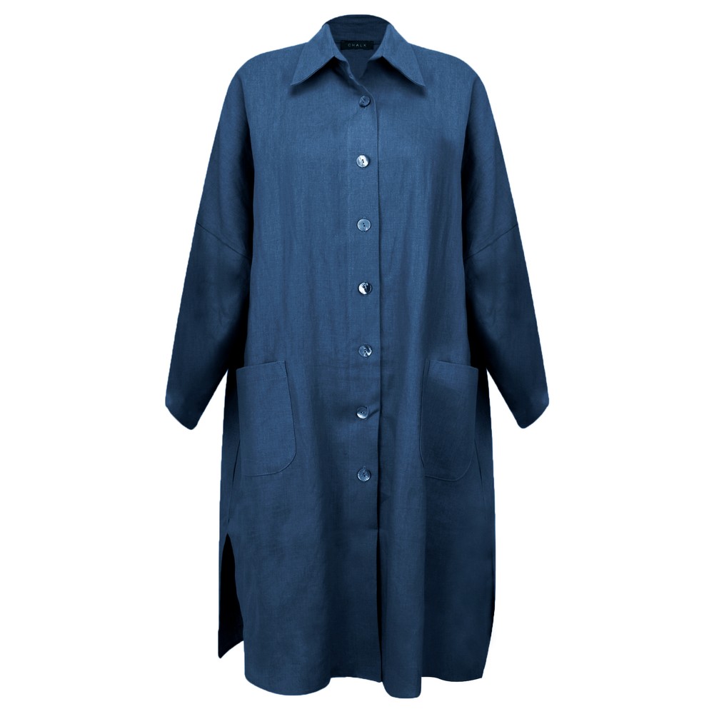 Chalk Lisa Linen Coat Navy