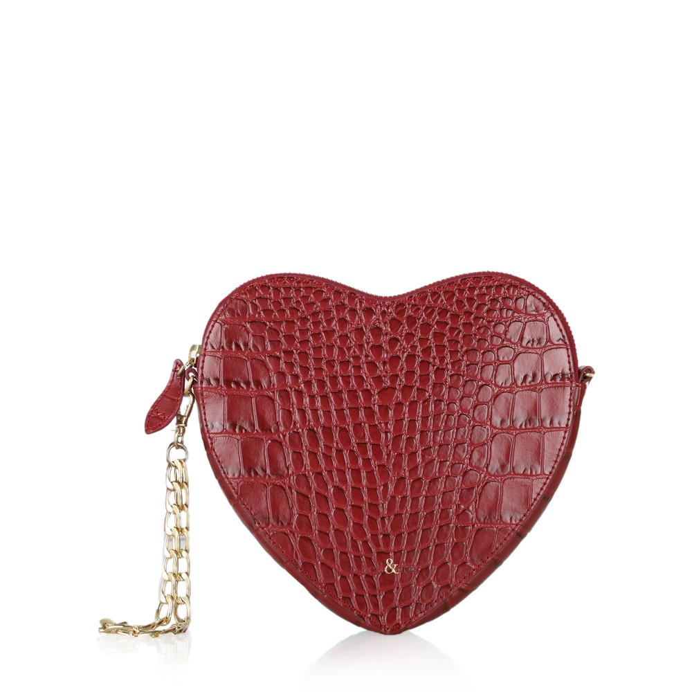 Bell Fox Armour Heart Shape Cross Body Bag In Garnet
