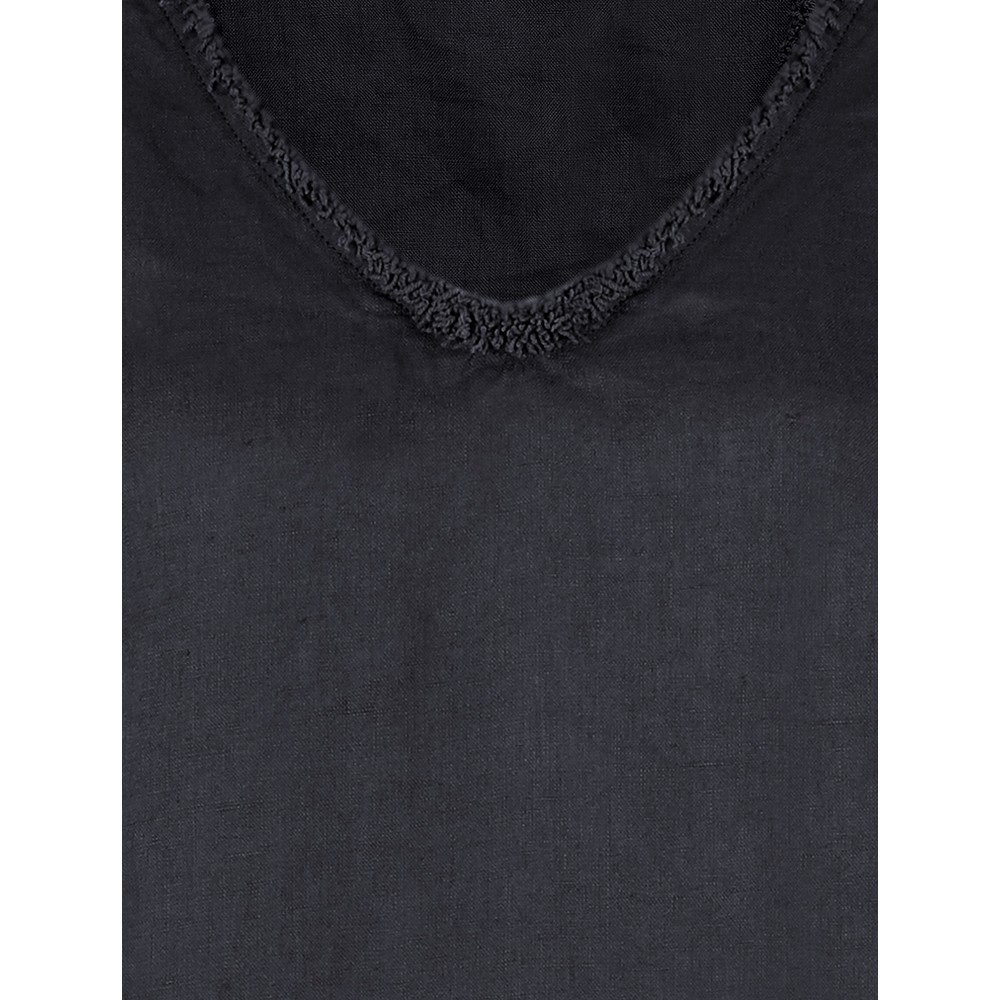 Foil Fringe Benefits Linen Dress in Navy