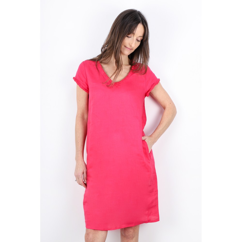 Foil Fringe Benefits Linen Dress in Diva