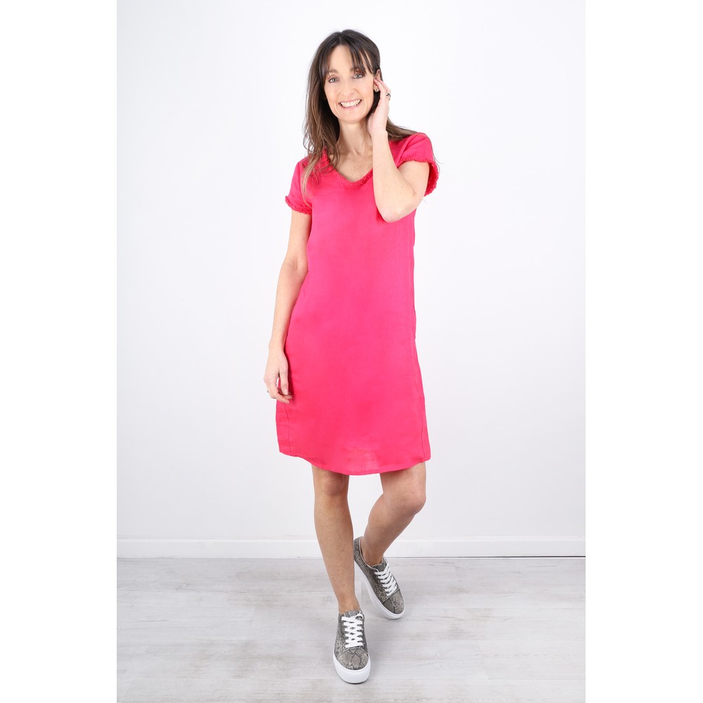 Foil Fringe Benefits Linen Dress in Diva