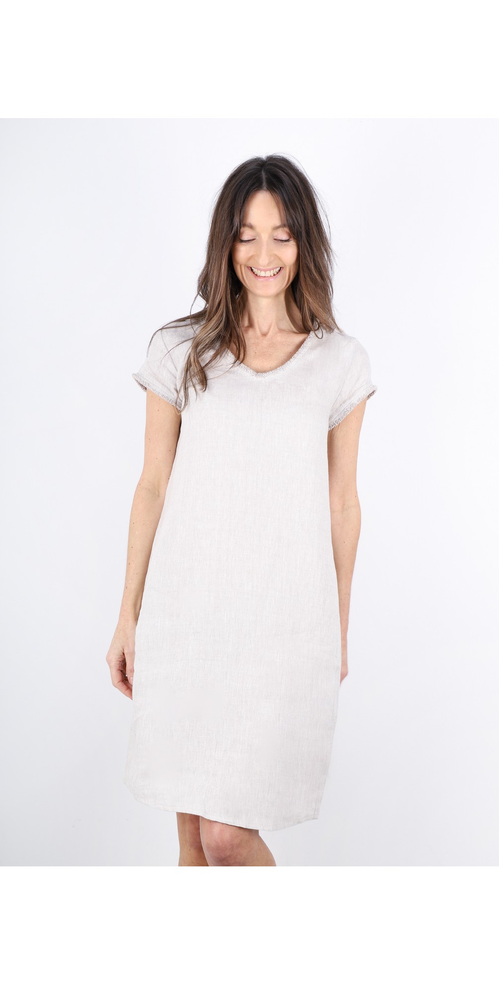 Foil Fringe Benefits Linen Dress in Sandy