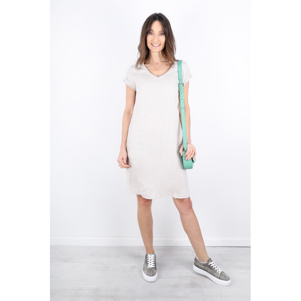 Foil Fringe Benefits Linen Dress in Sandy