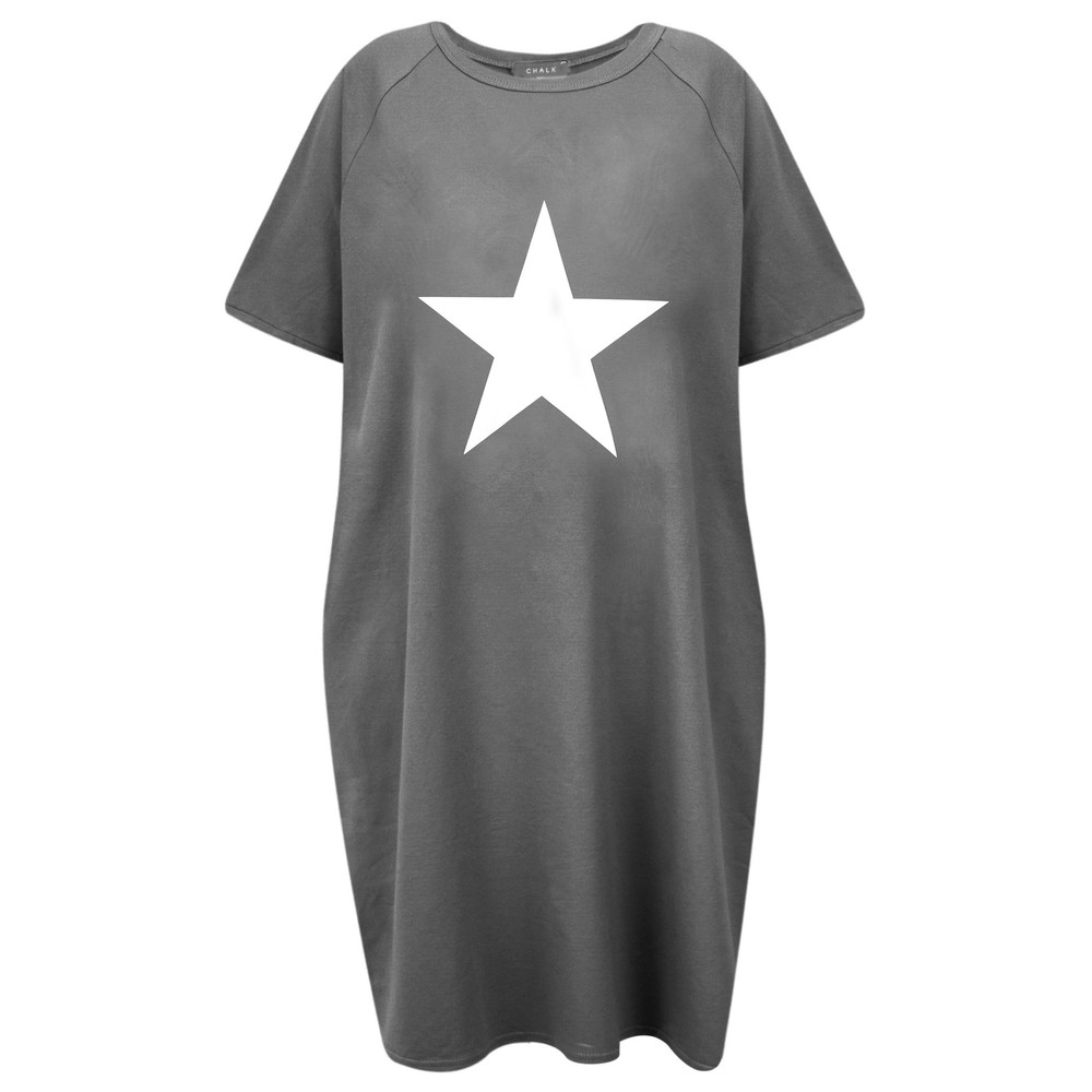 Chalk Linda Star Dress Charcoal / White