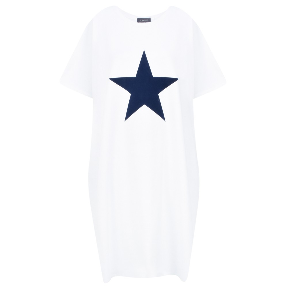 Chalk Linda Star Dress White / Navy