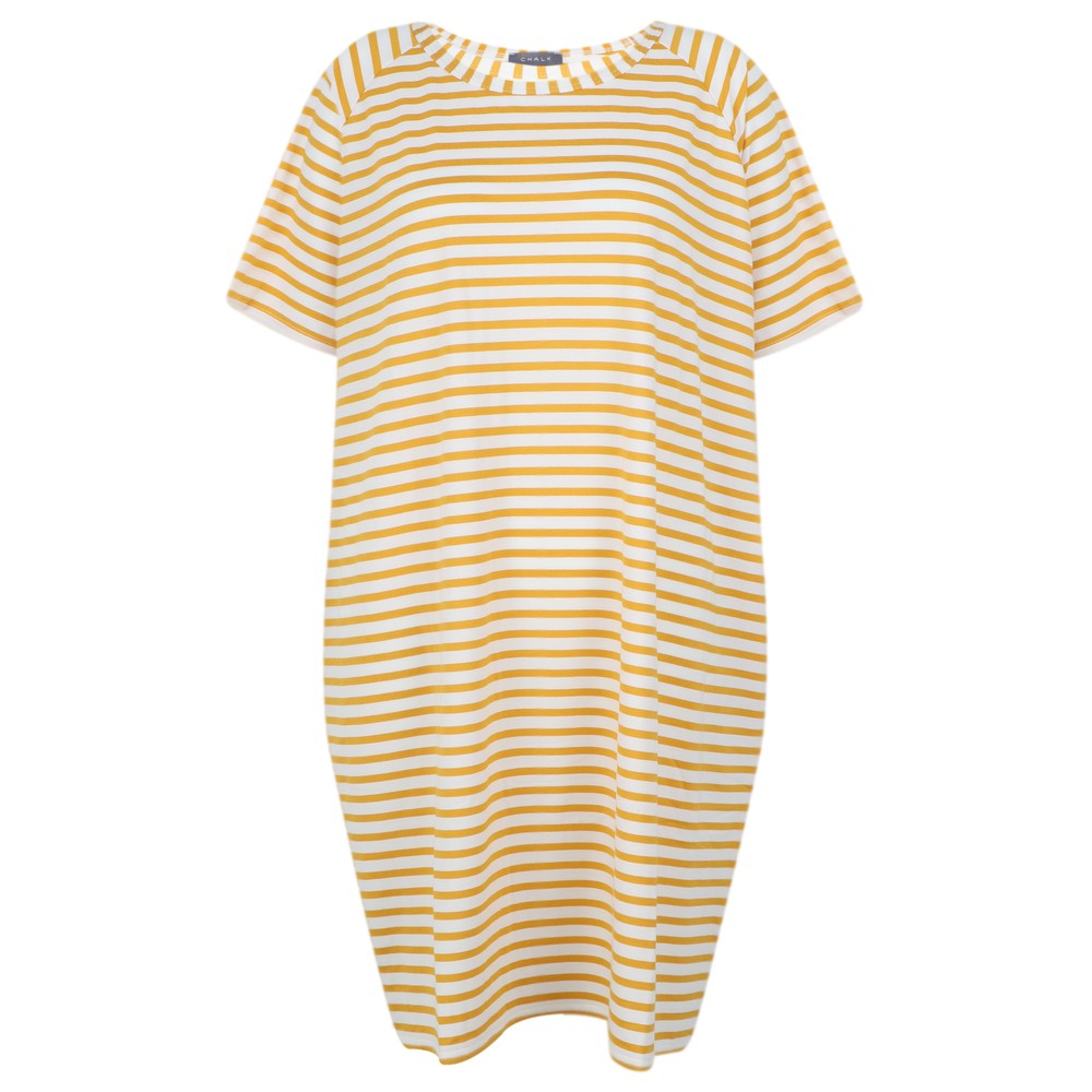 Chalk Linda Stripe Dress Mustard / White