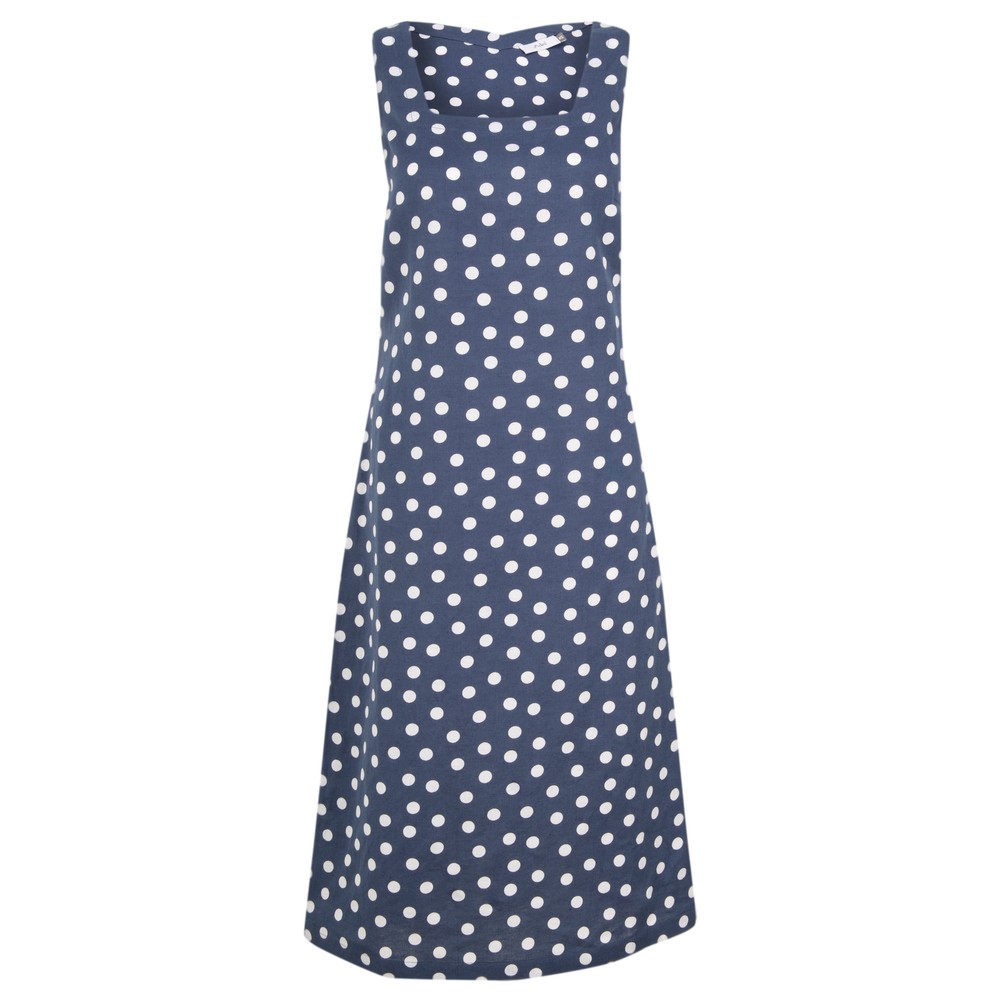 Adini Roxy Spot Linen Dress in Navy