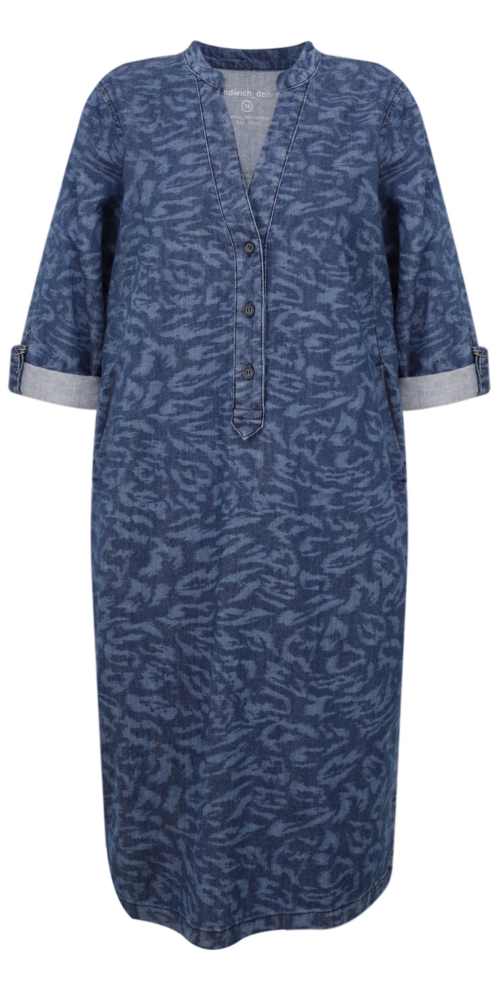sandwich denim dress Sandwich Clothing Dark Blue Denim Effect Dress