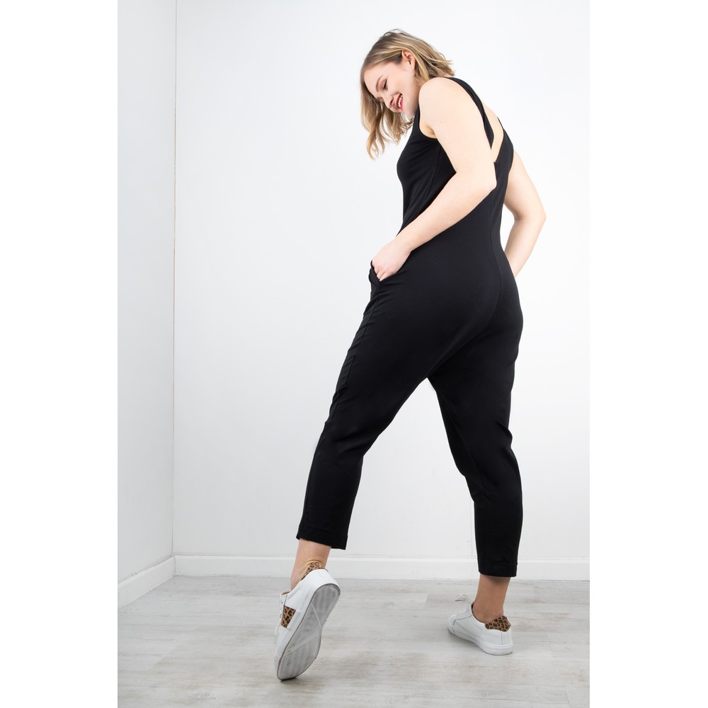 Mama B Jersey Sleeveless Jumpsuit in Nero