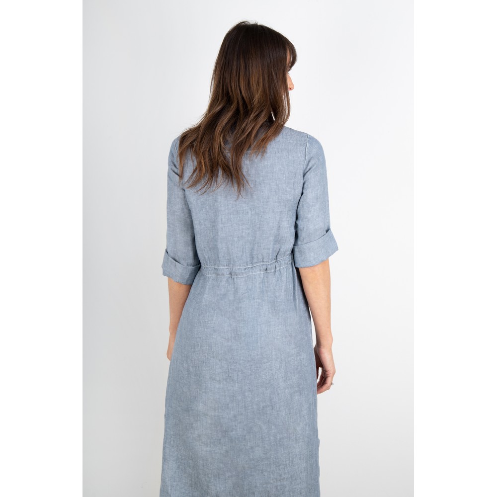 Sandwich Clothing Long Linen Shirt Dress in Cloud Melange