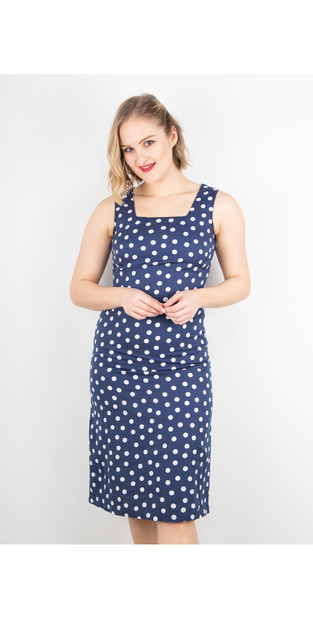 Adini Roxy Spot Linen Dress in Navy