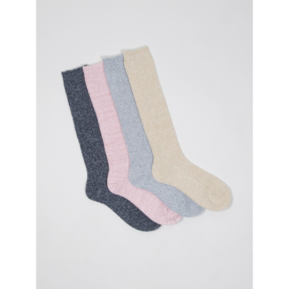 Chalk Cosy Supersoft Knit Socks in Silver