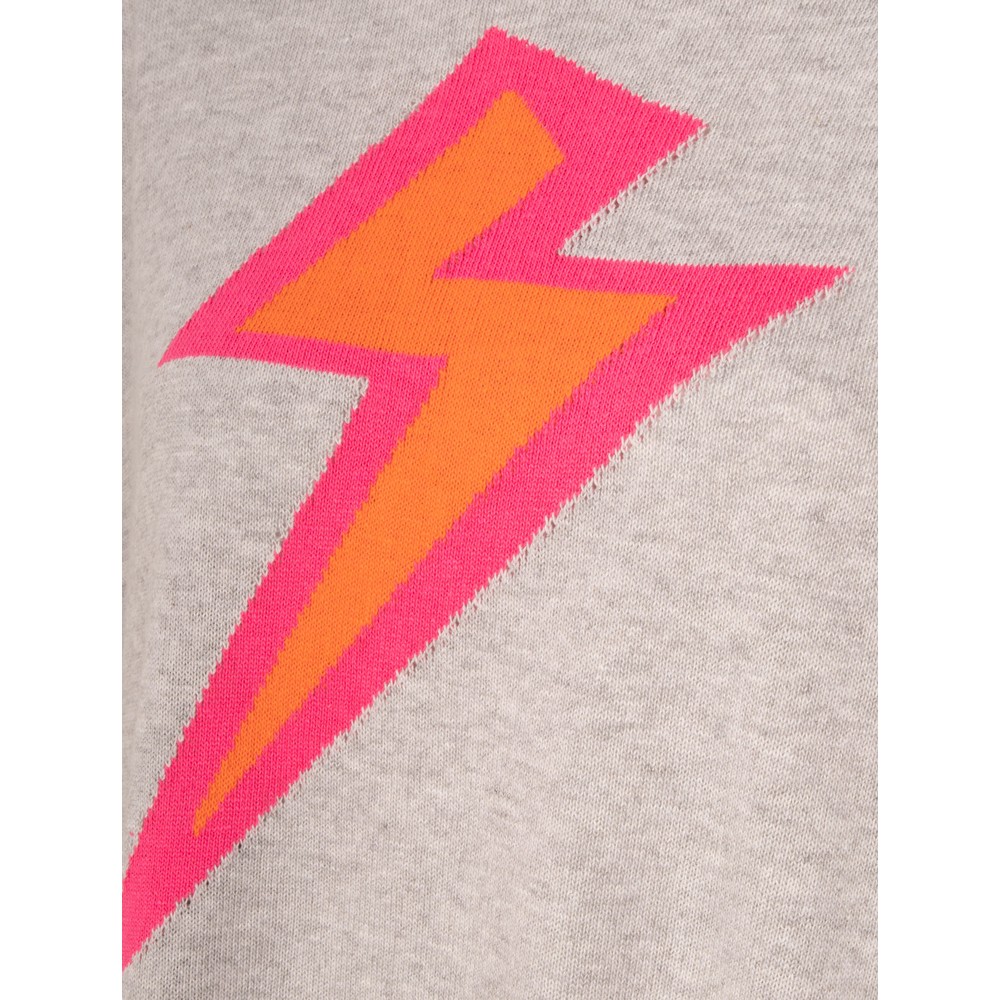 Luella Flash Cotton Jumper in Grey / Pink / Orange