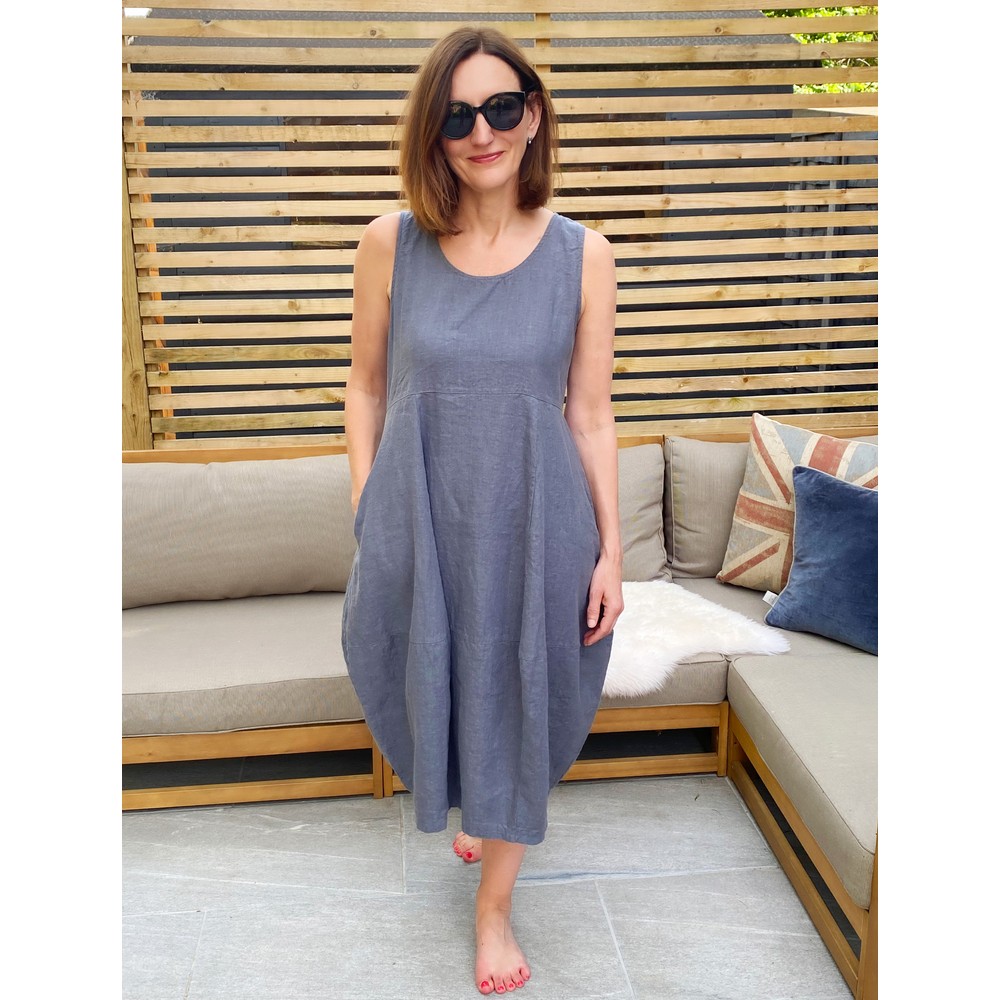 Thing Freya Linen Sleeveless Dress in Dark Grey
