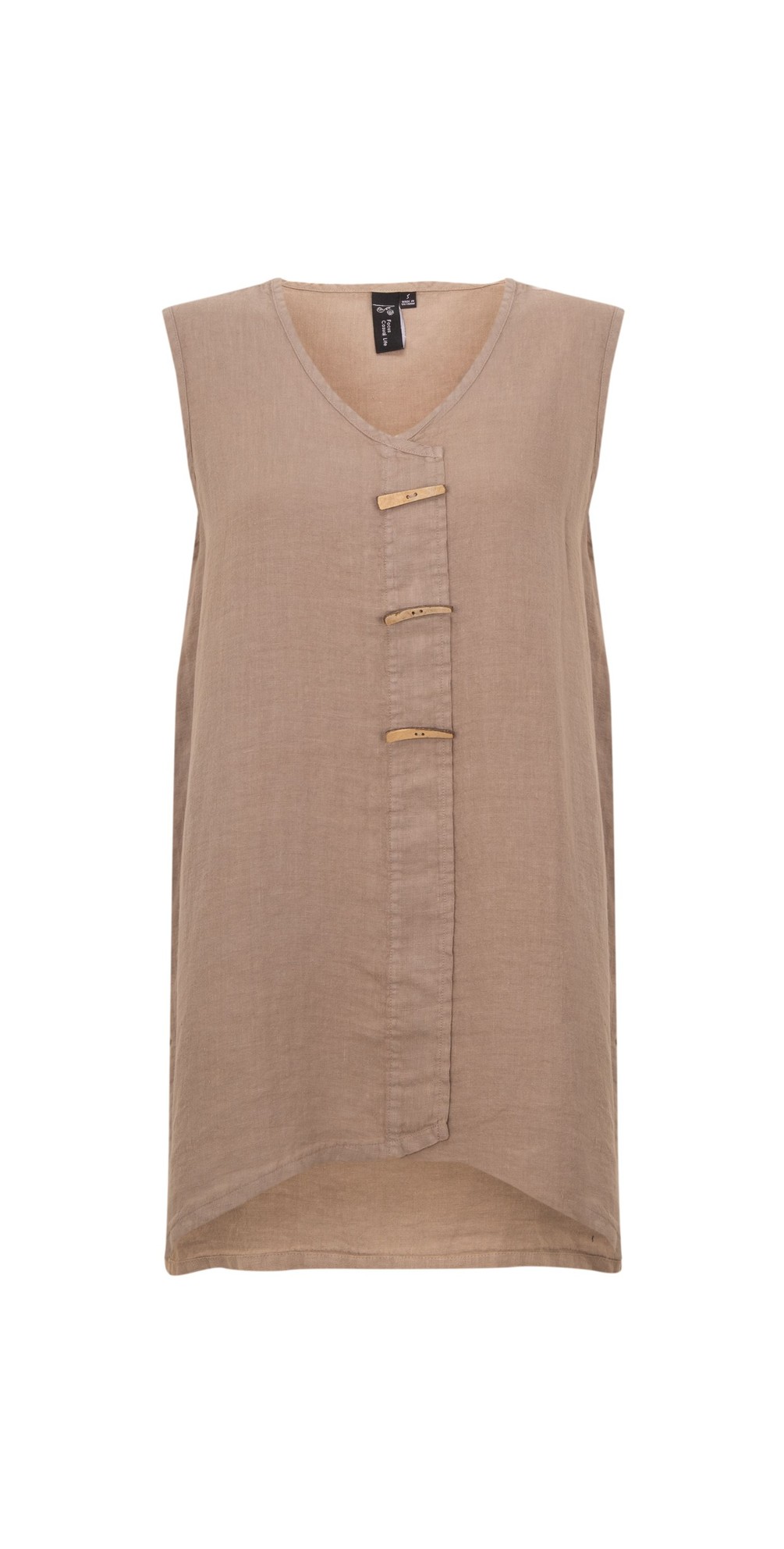 Focus Longline Linen Tunic in Taupe