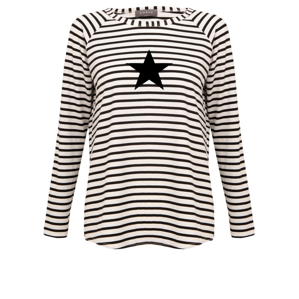 Chalk Tasha Stripe Small Star Top Black / White / Black