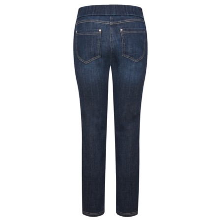 Robell Nena Navy Washed Denim Ankle Zip Cropped Jeans - Blue