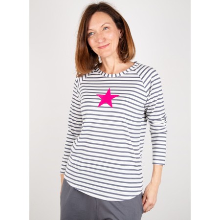 Chalk Tasha Stripe Small Star Top - Grey