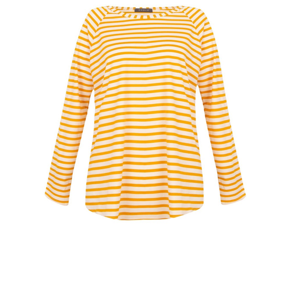 Chalk Tasha Stripe Top Mustard