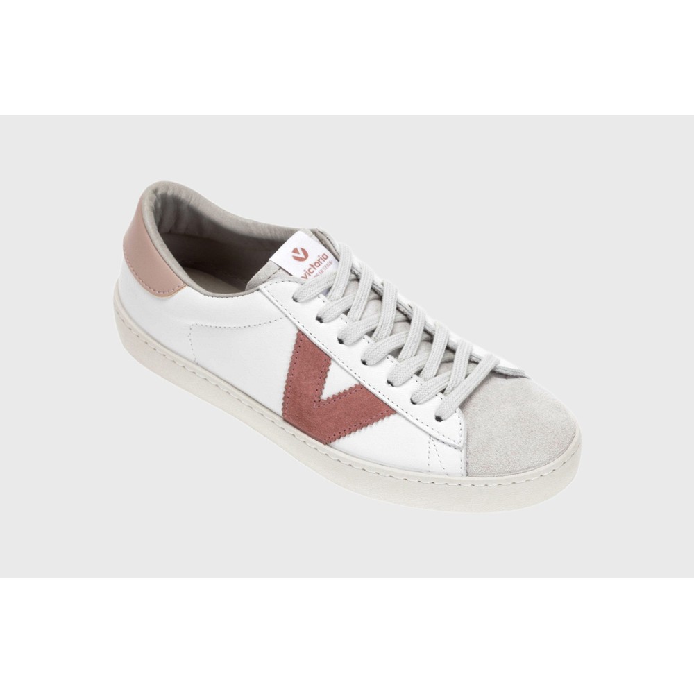 Victoria Shoes Berlin Classic Victoria V Leather Trainer in Pink Nude 170