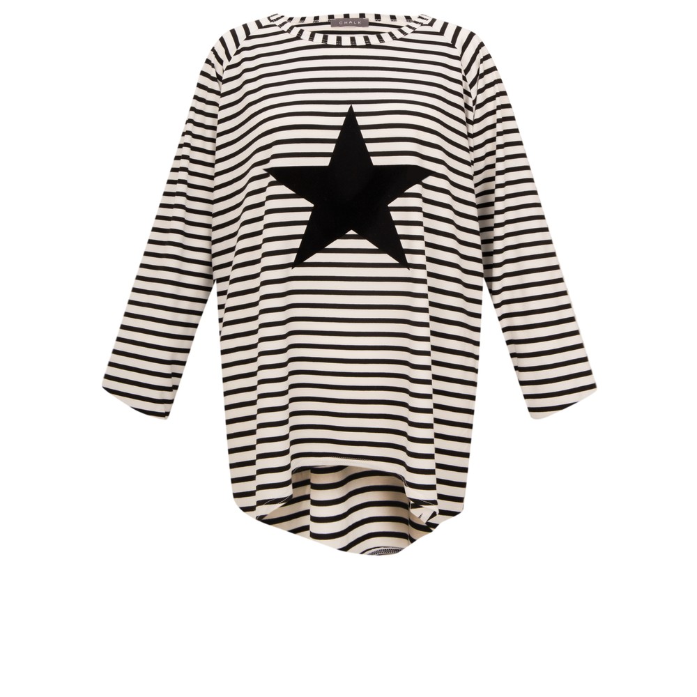 Chalk Robyn Stripe Star Top Black / White / Black