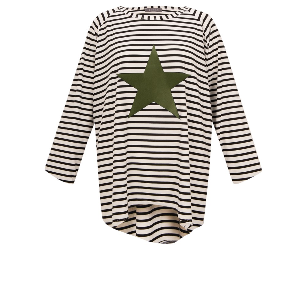 Chalk Robyn Stripe Star Top Black / White / Khaki