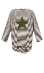 Chalk Black / White / Khaki Robyn Stripe Star Top  