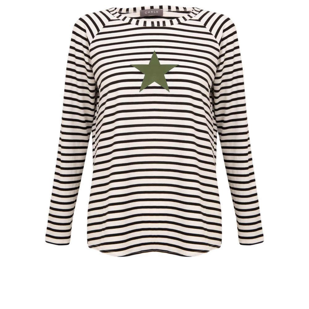 Chalk Tasha Stripe Small Star Top Black / White / Khaki