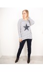 Chalk Charcoal / White / Dk Grey Robyn Stripe Star Top  