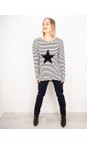 Chalk Black / White / Black Robyn Stripe Star Top  