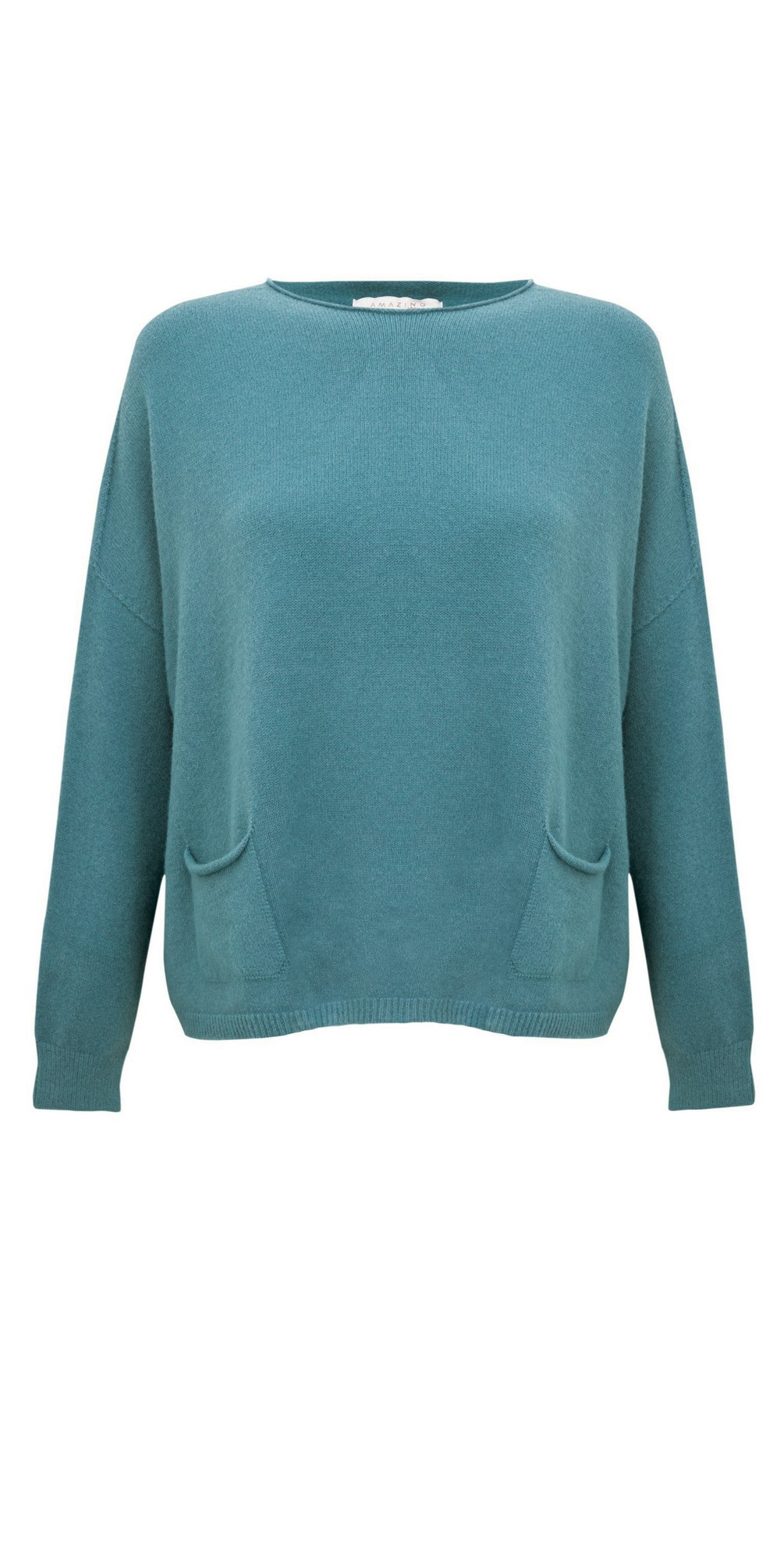 Amazing Woman Jodie Front Pocket Supersoft Knit Jumper in Petrol
