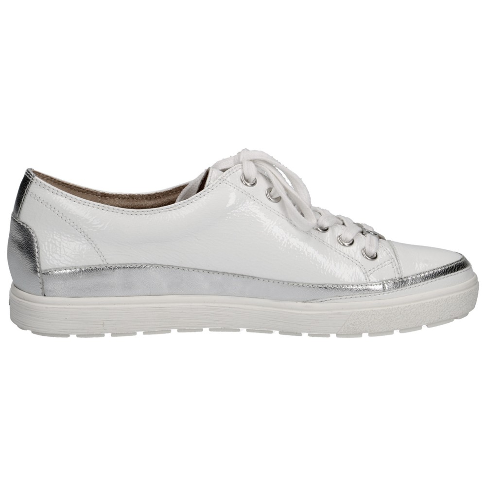 Caprice white patent trainers clearance
