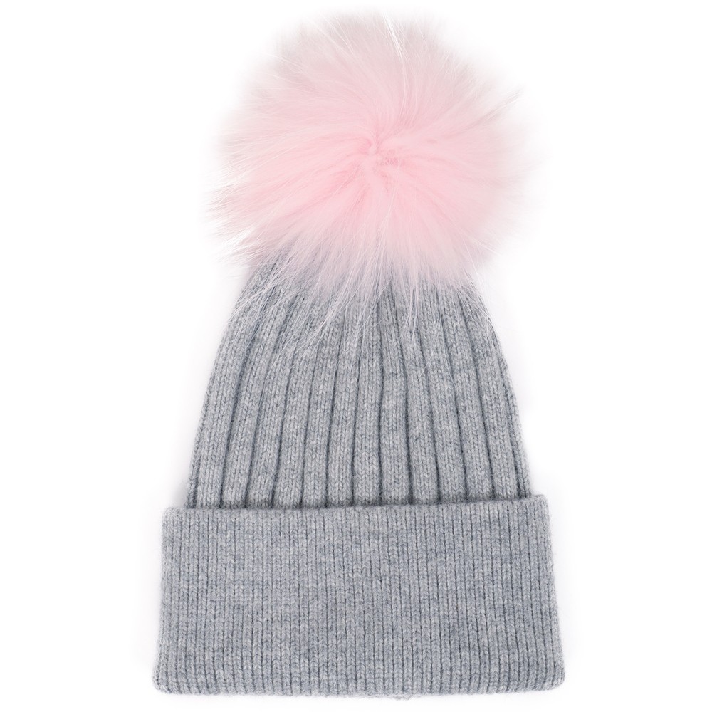 Grey hat pink pom deals pom