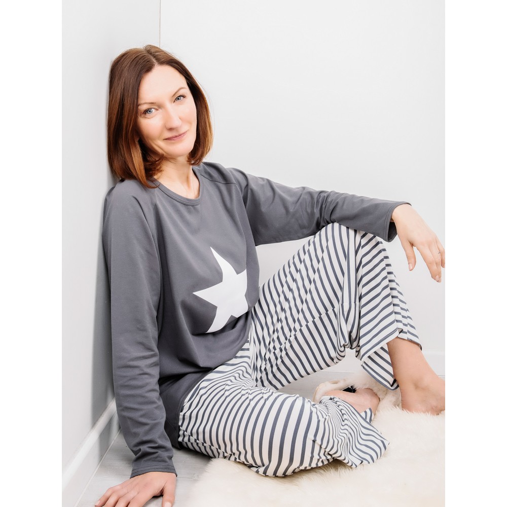 Chalk Luna Pant in Charcoal / White