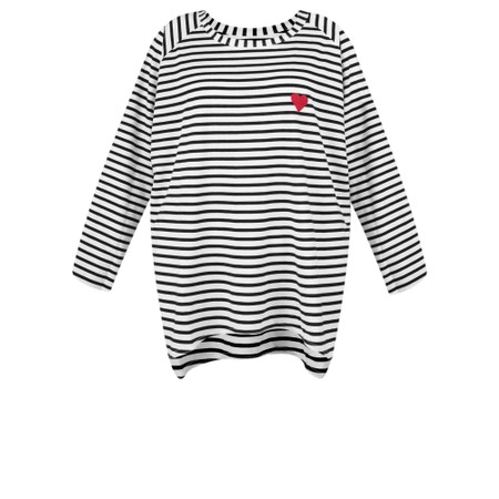 Chalk Robyn Stripe Heart Top - Black