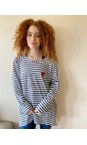 Chalk Navy / White / Dk Red Robyn Stripe Heart Top  