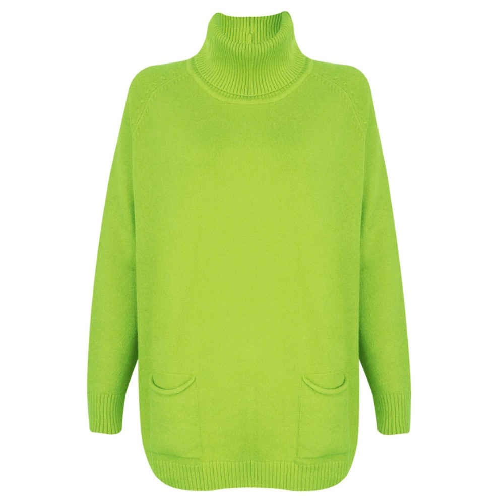 Amazing Woman Anna Two Pocket Relaxed Fit Jumper in Apple Green