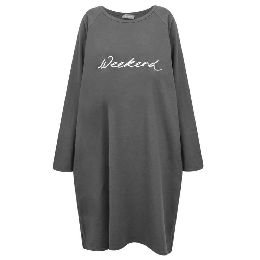 Chalk Brody Weekend Dress in Charcoal / White